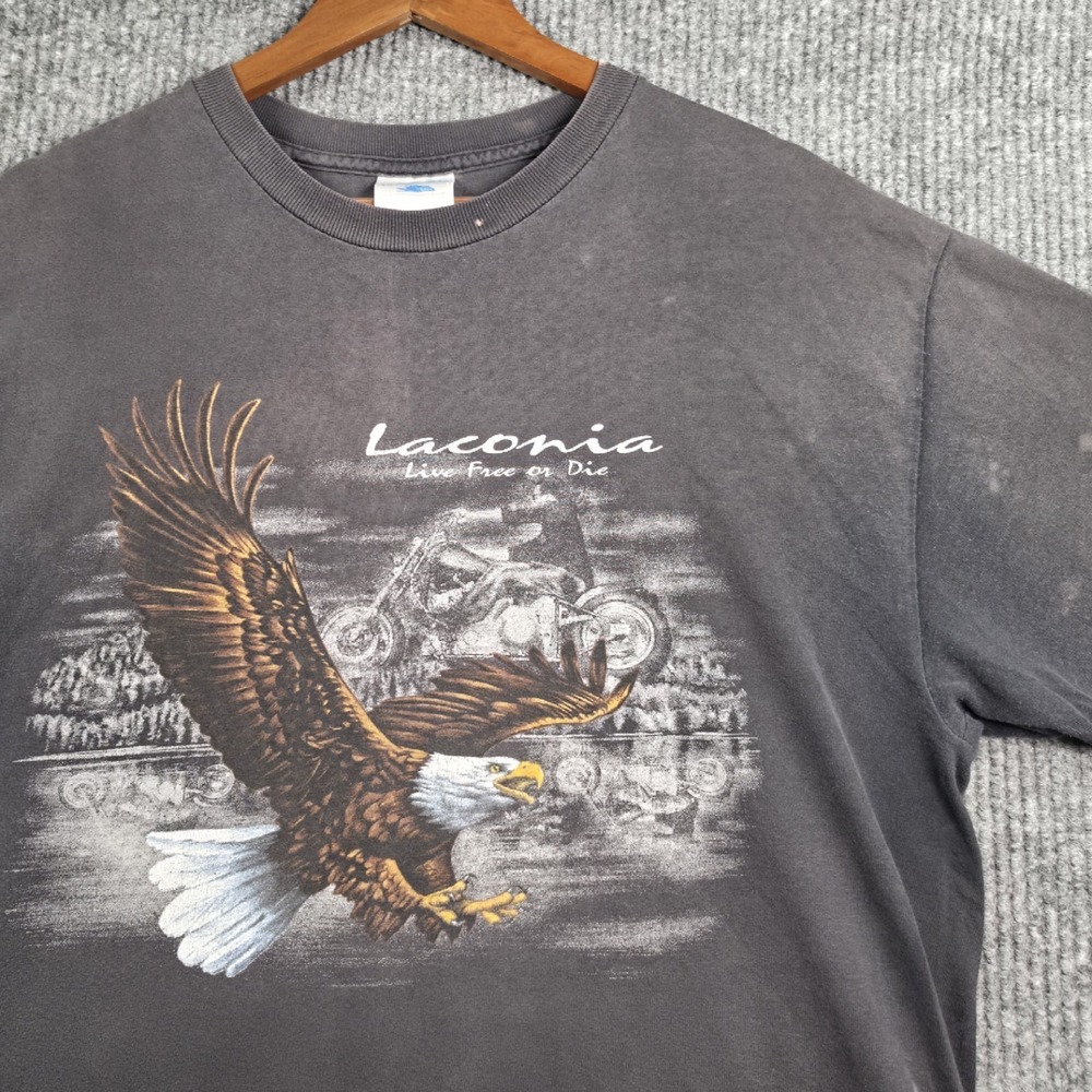 Tennessee River Laconia Biker Tee Mens Lsrge Eagle Vintage Y2K Grunge Worn Shirt